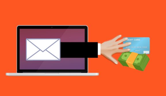 Illustration warning about online scams, phishing, and fraud in digital marketplaces